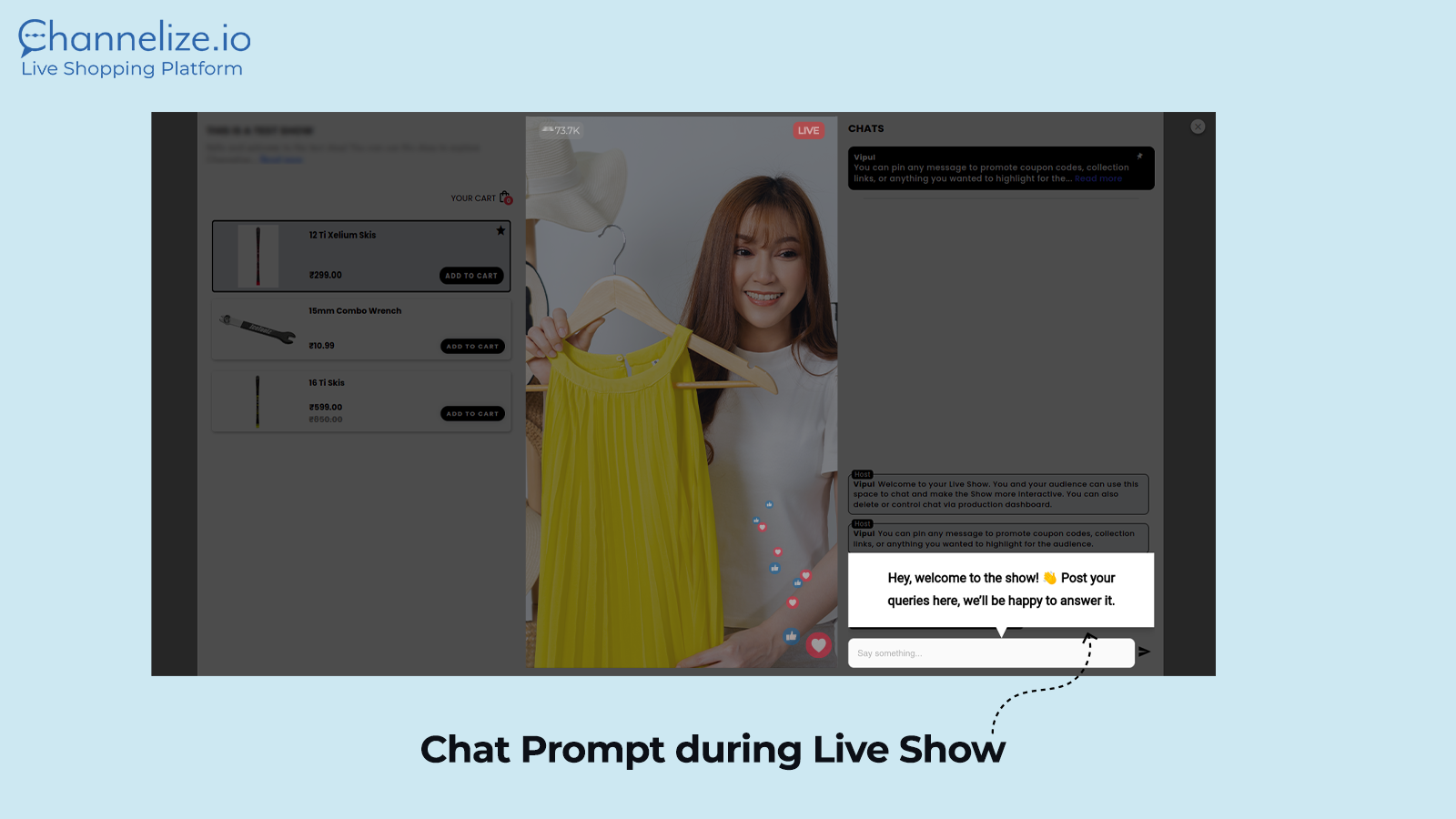 Chat Prompt Feature of Channelize.io Live Shopping Platform
