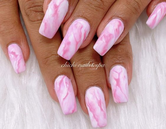 Another look at the pink marble nails