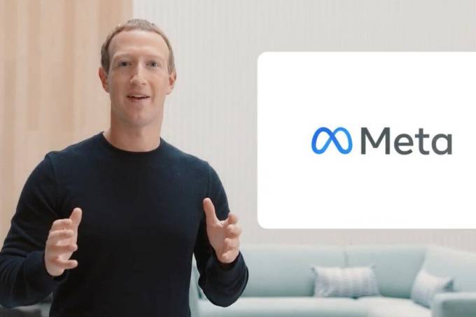 Mark Zuckerberg e o logo da Meta