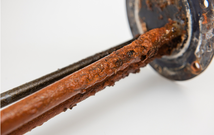 a rusted anode rod that needs to be replaced