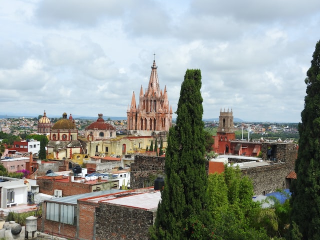 San Miguel de Allende, the world's favorite city, roof top view of the historic center.