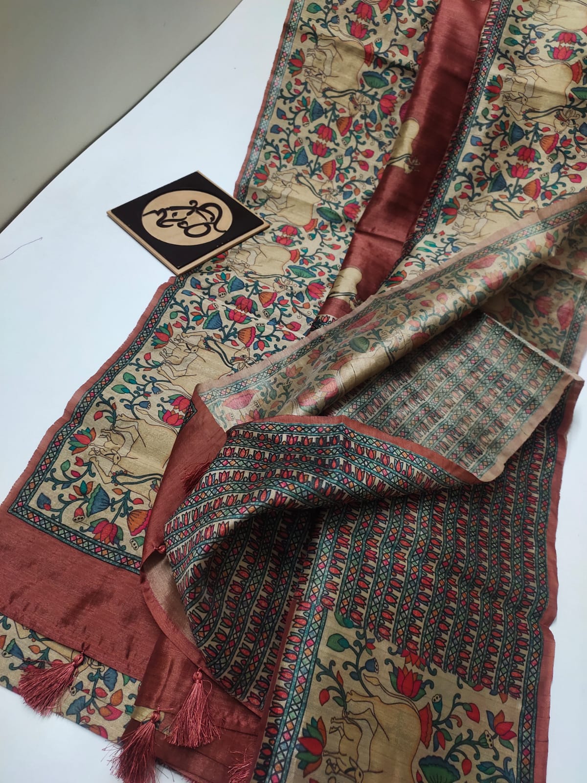 Pure matka silk with beautiful digital print border sarees