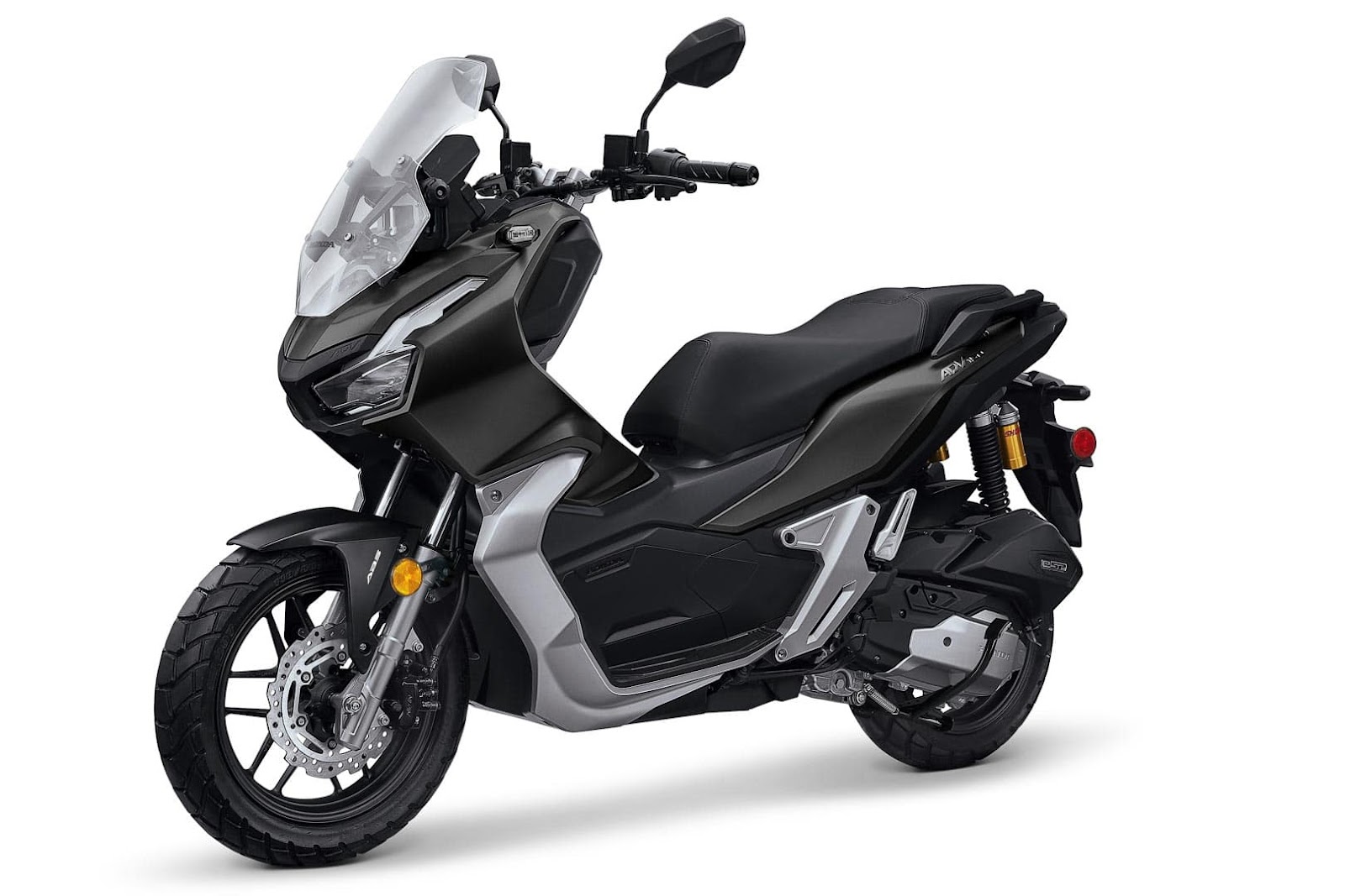 Black and gray trimmed Honda ADV150 adventure scooter - powerful and versatile transportation for off-road and on-road adventures