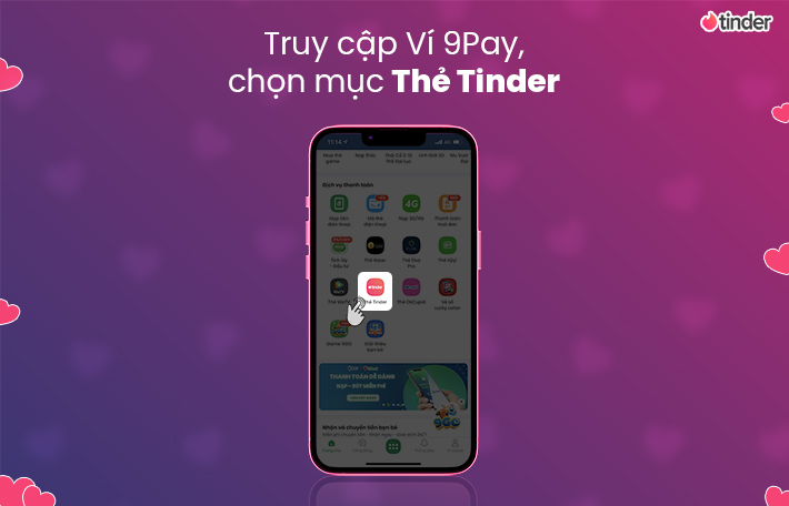 Bước đầu mua thẻ Tinder trên ví 9Pay