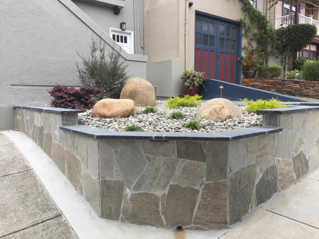 Retaining wall with stones in Bernal Heights