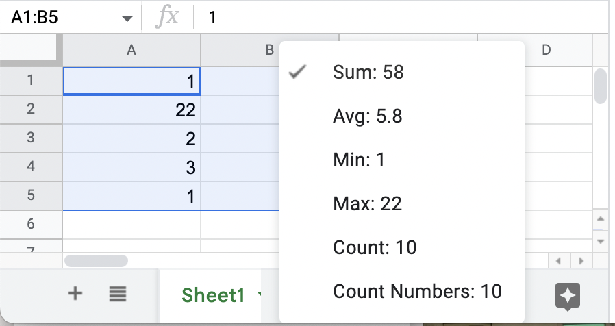 A screenshot of a Google Sheets formula.