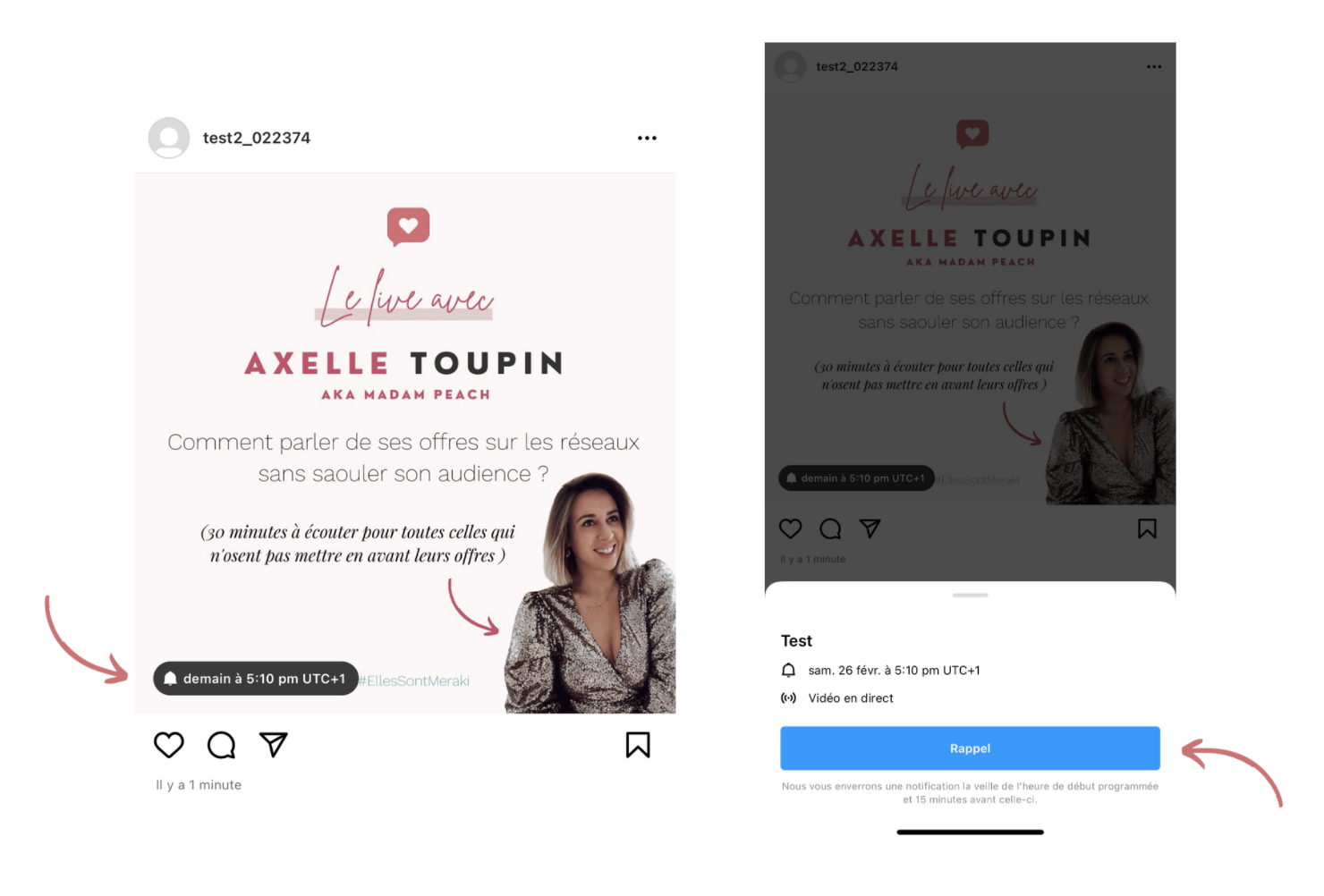 Publication Live programmé sur Instagram