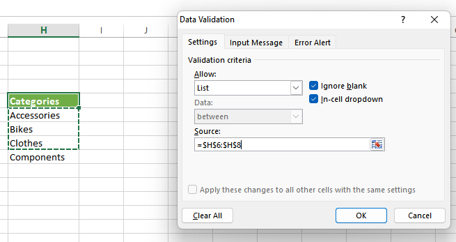 Excel edit drop down list cell range