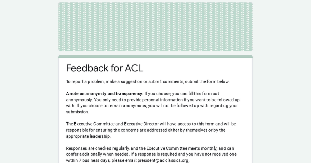 Feedback for ACL