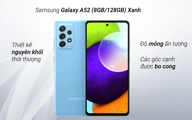 Điện thoại di động Samsung Galaxy A52 (8GB/128GB) (Xanh) | Thiết kế sang trọng 