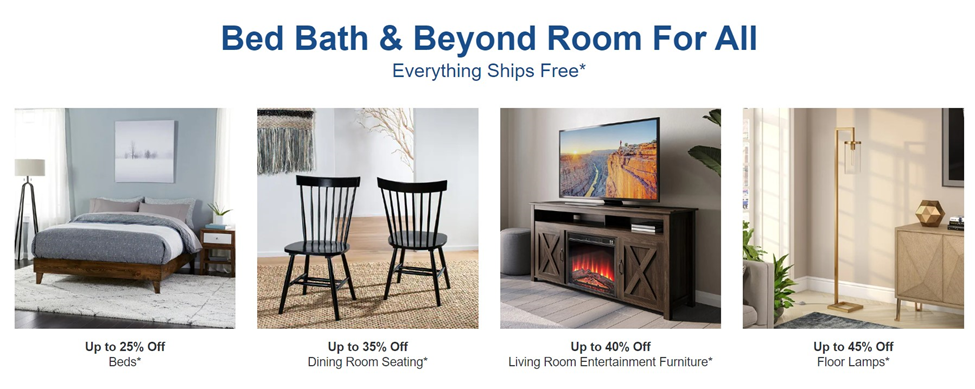 bedroom set, entertainment furniture and more items that are on sale at bed bath & beyond