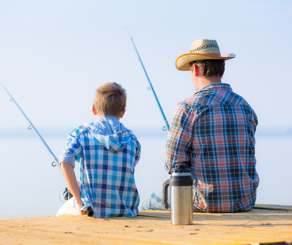 Kid fishing with his mentor