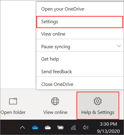 open-onedrive-settings