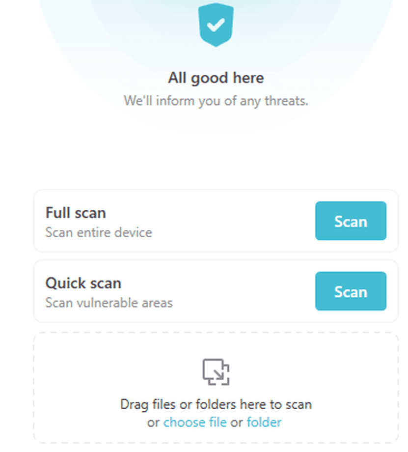 Surfshark Antivirus scan options