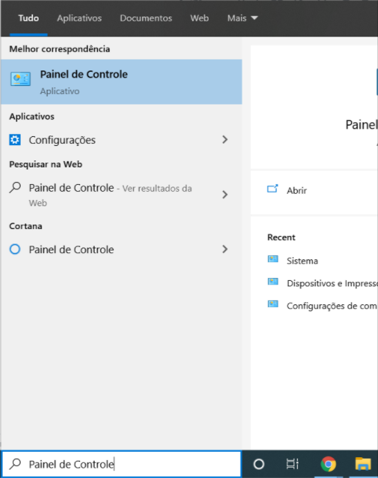 Acessando Painel de Controle