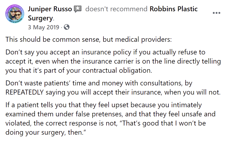Robbins Plastic Surgery reviews