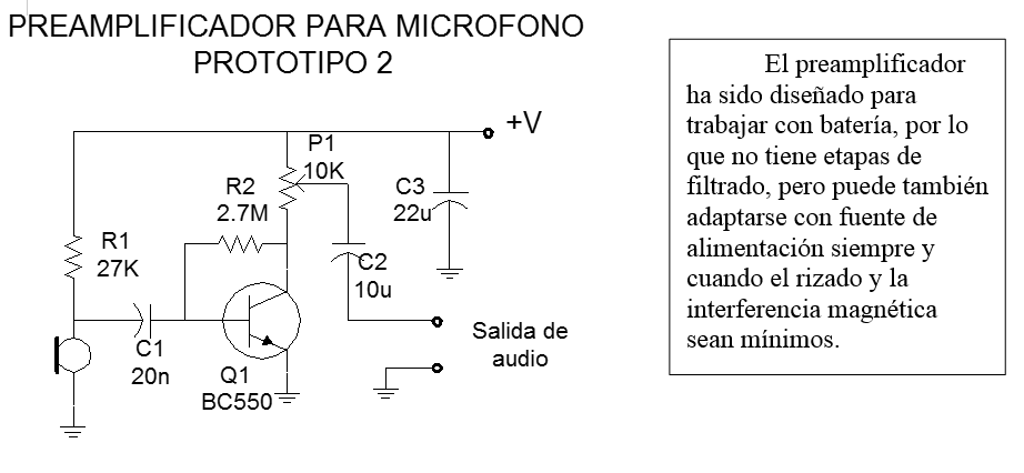 Como hacer PRE AMPLIFICADOR para MICROFONO electret diagrama en el