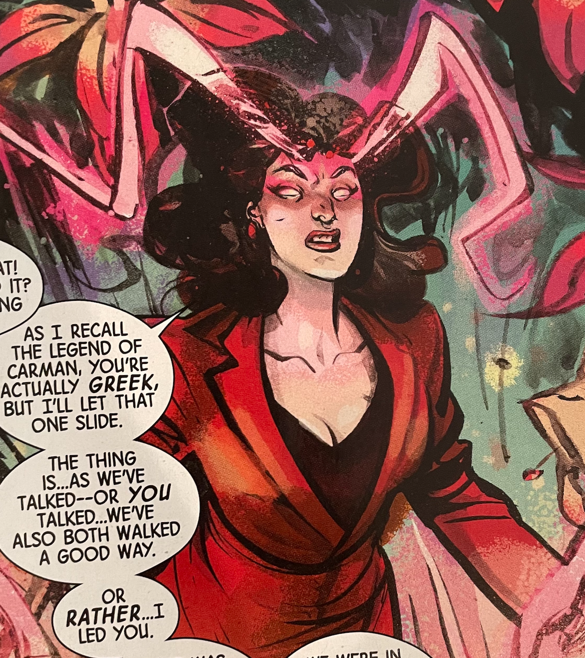 Scarlet witch reading the book relaxing