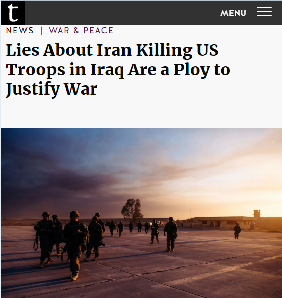 Truthout: Lies About Iran Killing US Troops in Iraq Are a Ploy to Justify War