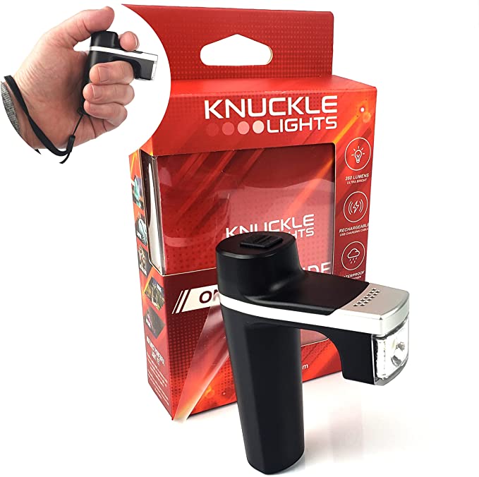 Knuckle Lights ONE Running Light - a Blazing 350 Lumens Lights Your Entire Path. The Easiest Running Lights for Runners, Just Grab and Go. Perfect Alternative to an Uncomfortable Running Headlamp