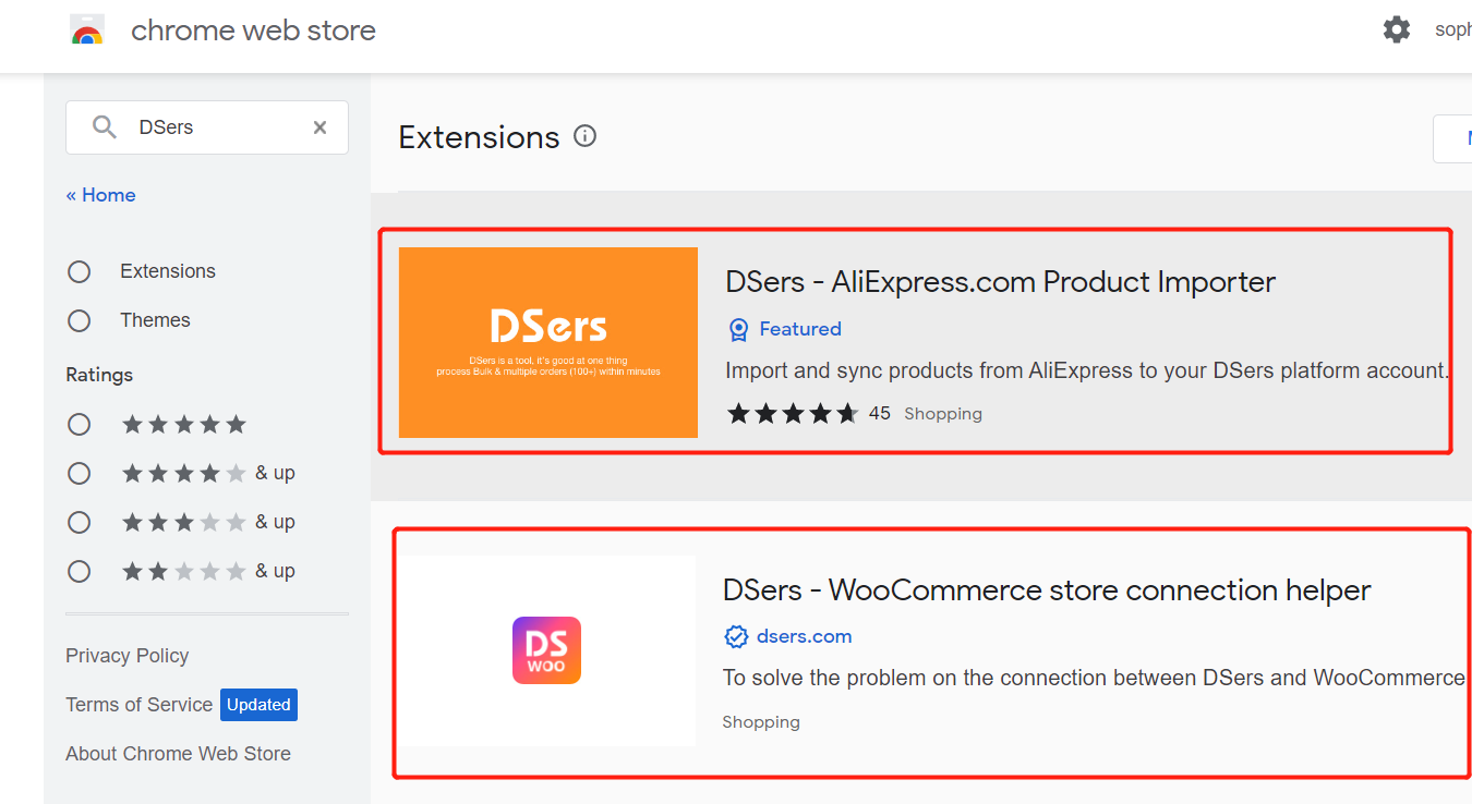 dsers chrome extension