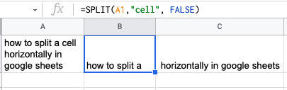 split cell horizontally in google sheets