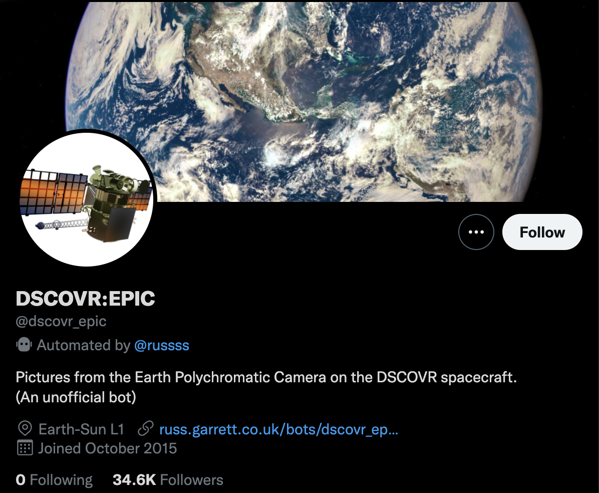 Screenshot of a tweet from Dscover:Epic bot