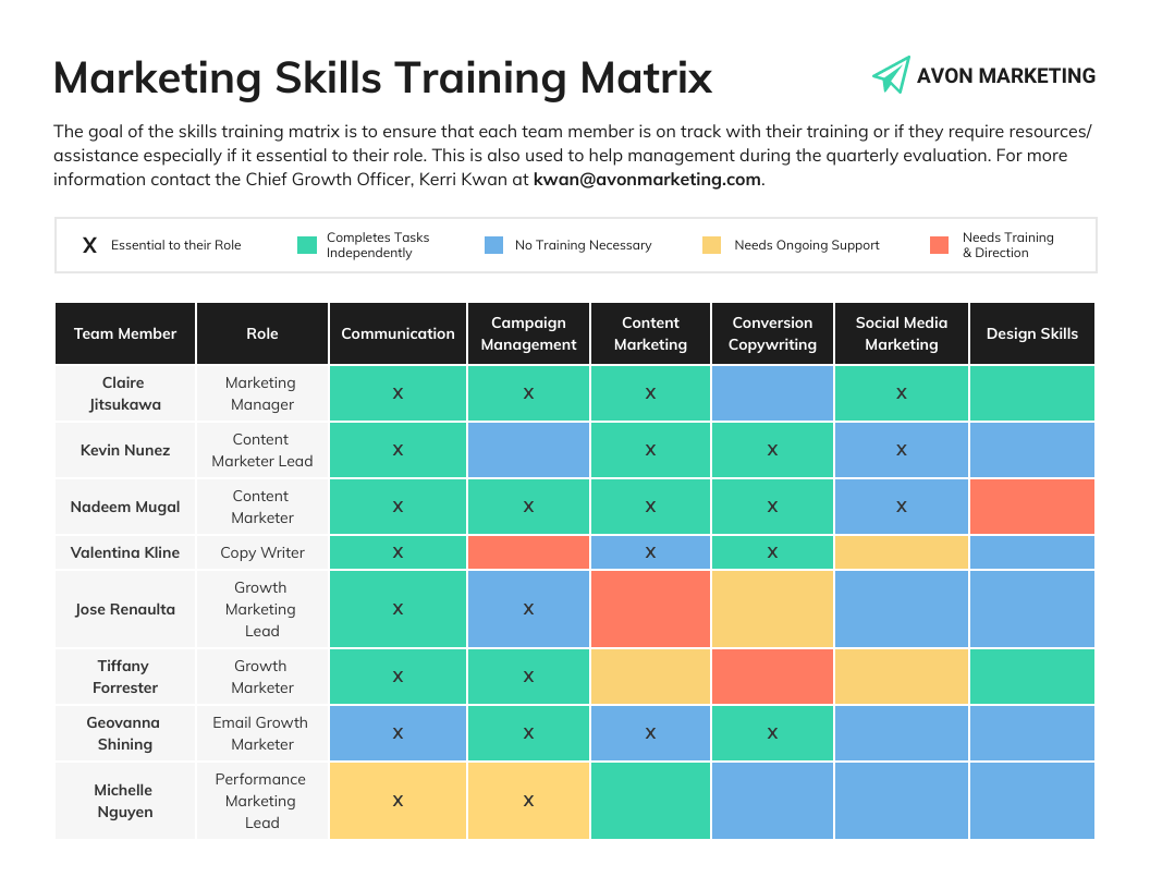 image of skills matrix from venngage