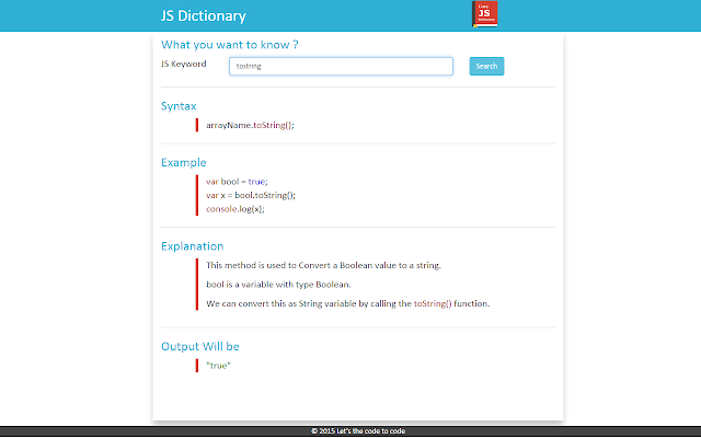 JS Dictionary chrome extension