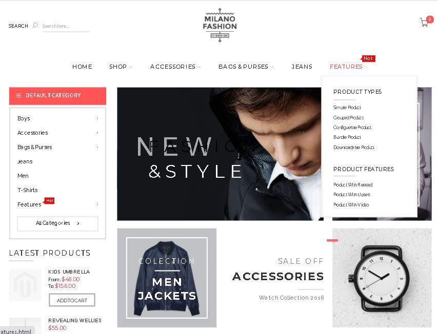 Watches magento theme milano