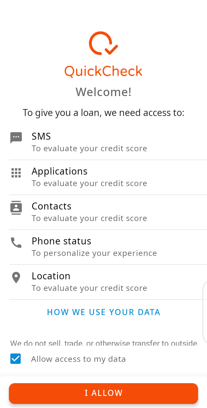 Grant access to SMS, applications, etc.