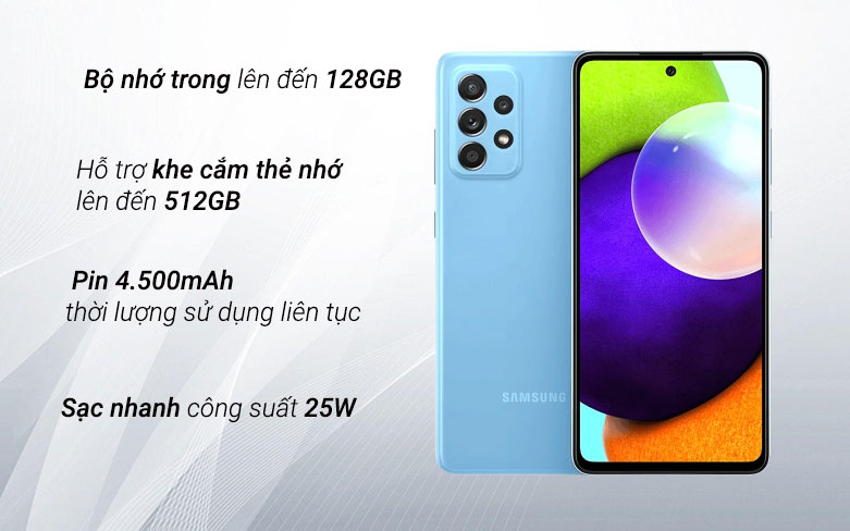 Điện thoại di động Samsung Galaxy A52 (8GB/128GB) (Xanh)| Hỗ trợ thẻ nhớ 128GB