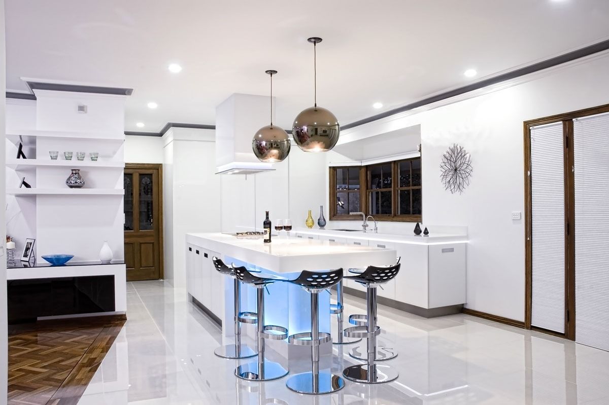 Mẫu phòng phòng bếp có bar hiện đại