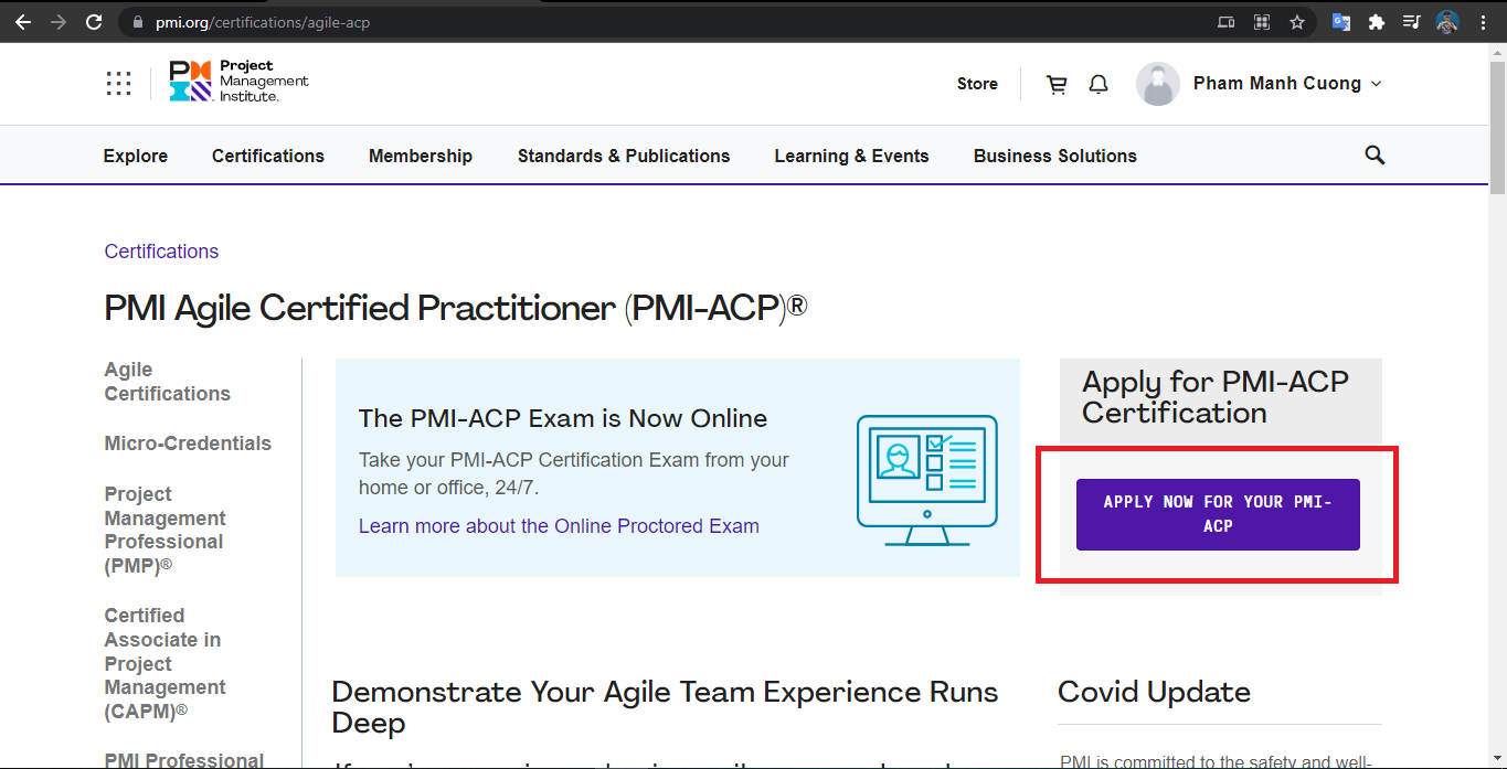Apply now for PMI-ACP