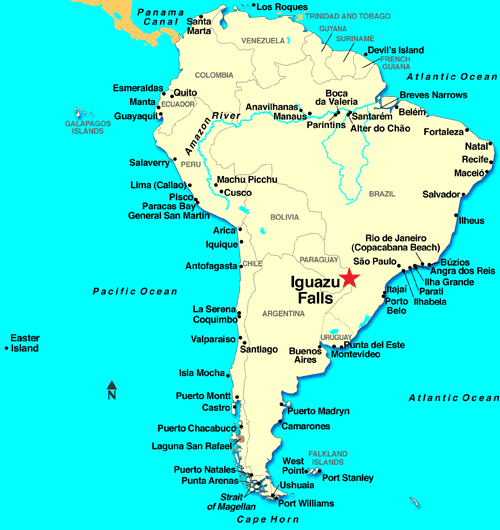Image result for iguazu falls map