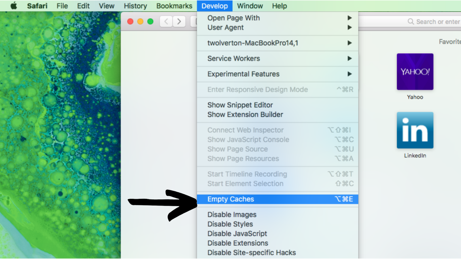 how to clear cache on safari