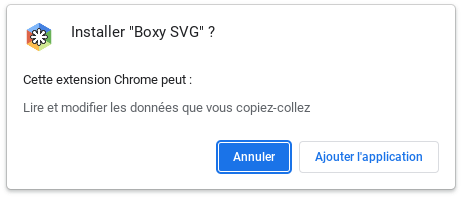 La fenêtre d'installation de Boxy SVG