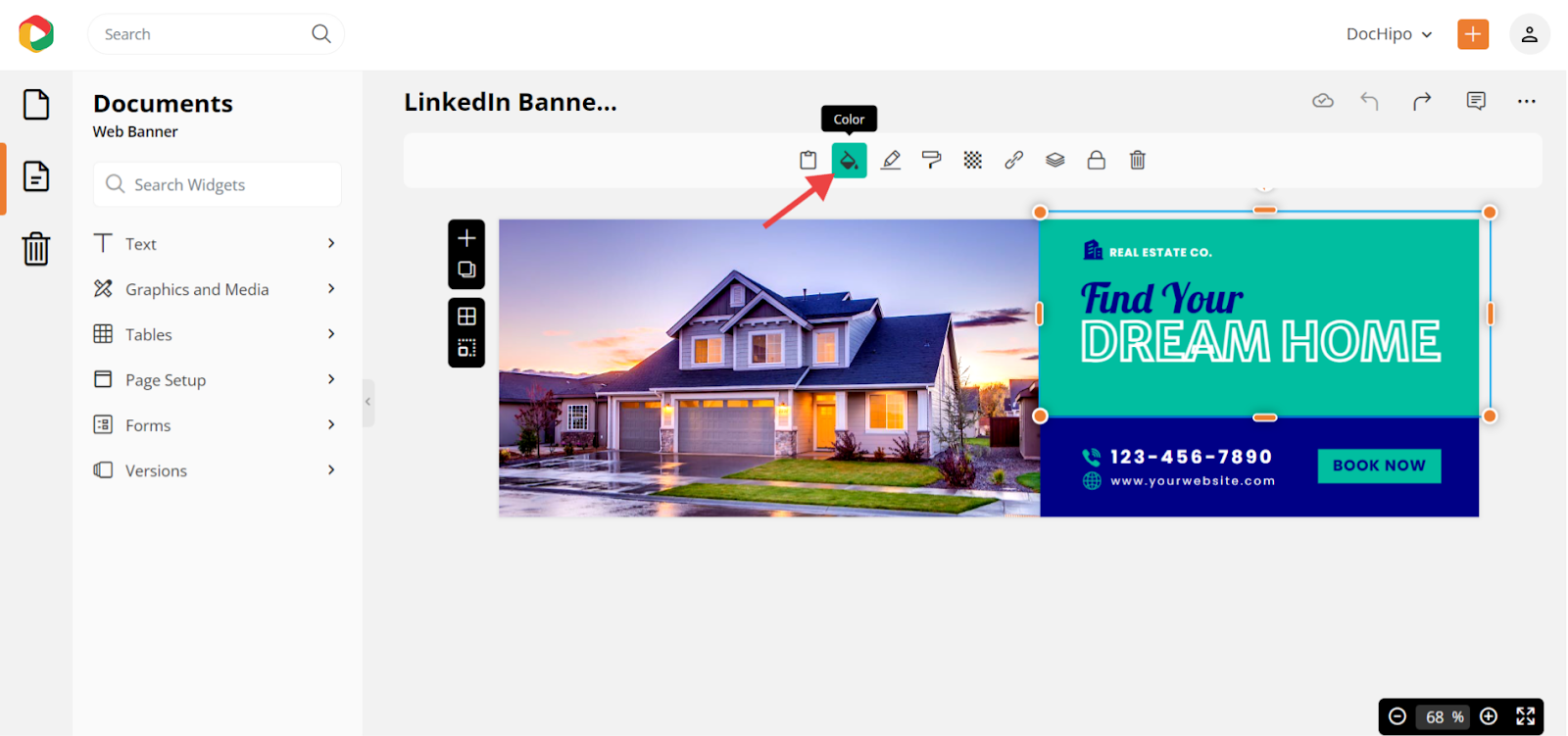 change design elements in real estate LinkedIn banner template 