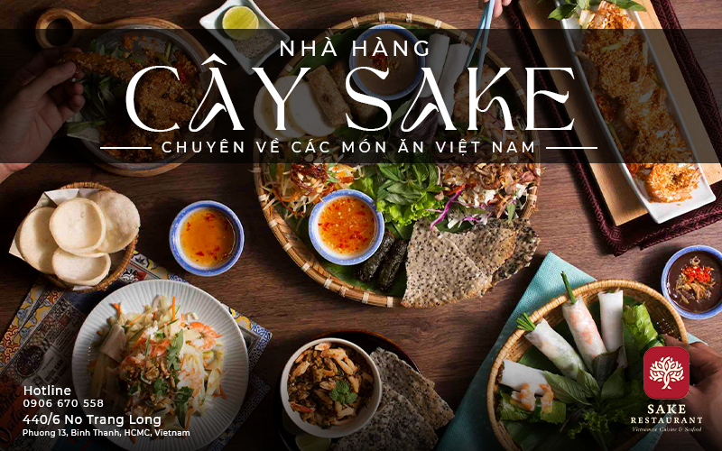các món ăn Việt Nam cùng logo nhà hàng cây sake