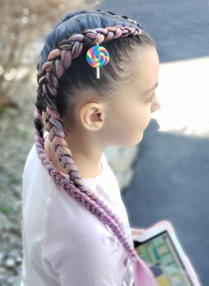 multi colored braided hair