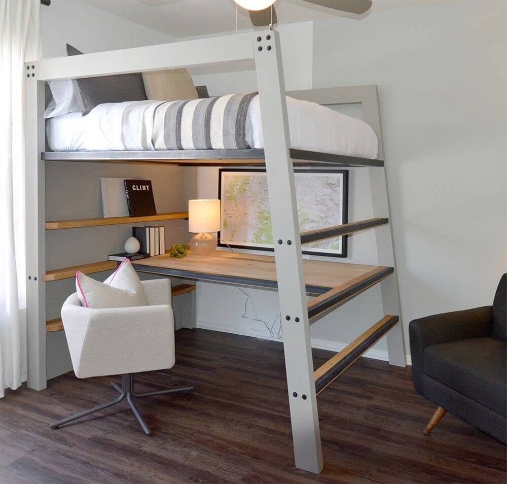 Thiết kế giường tầng tích hợp với bàn học