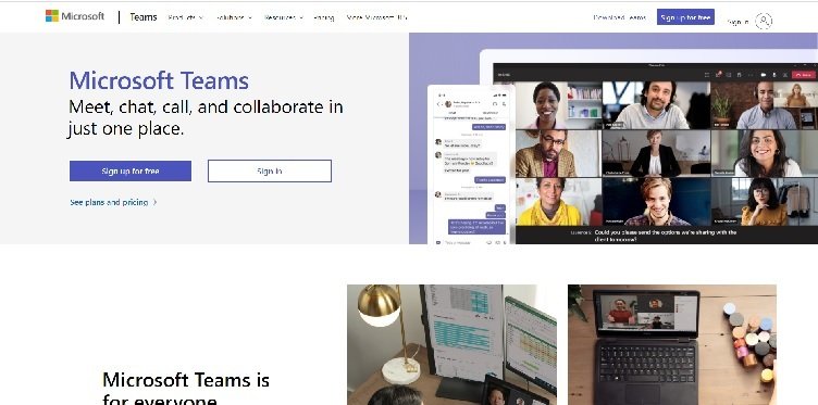 Página de inicio de Microsoft Teams