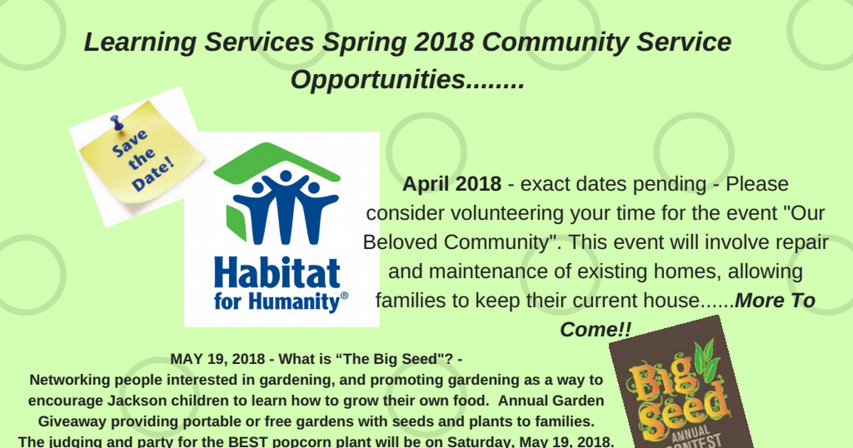 LS Spring 2018 Service Opportunties