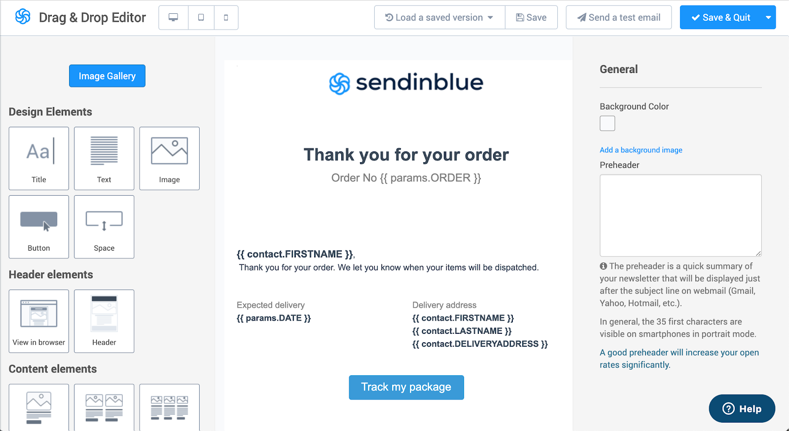 SendInBlue Editor