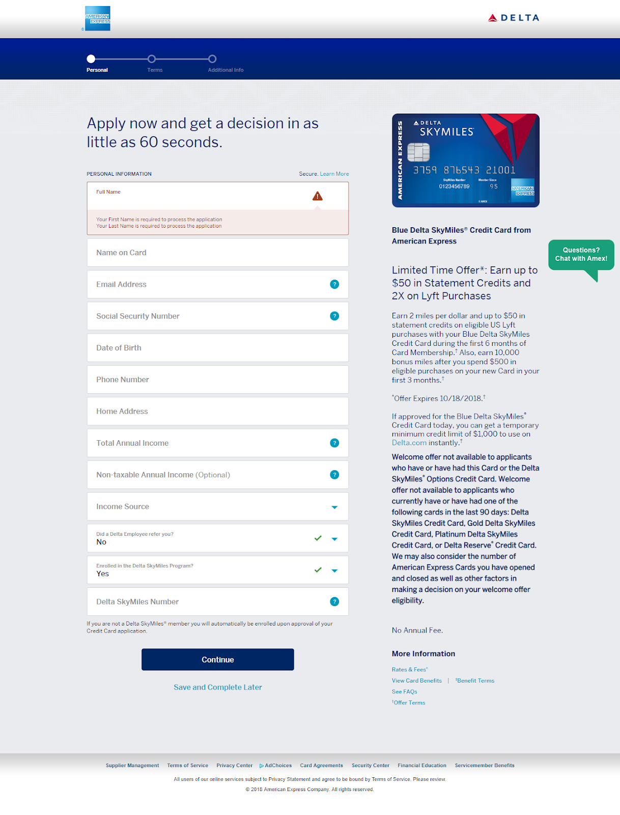 Blue Delta SkyMiles® Credit Card from American Express