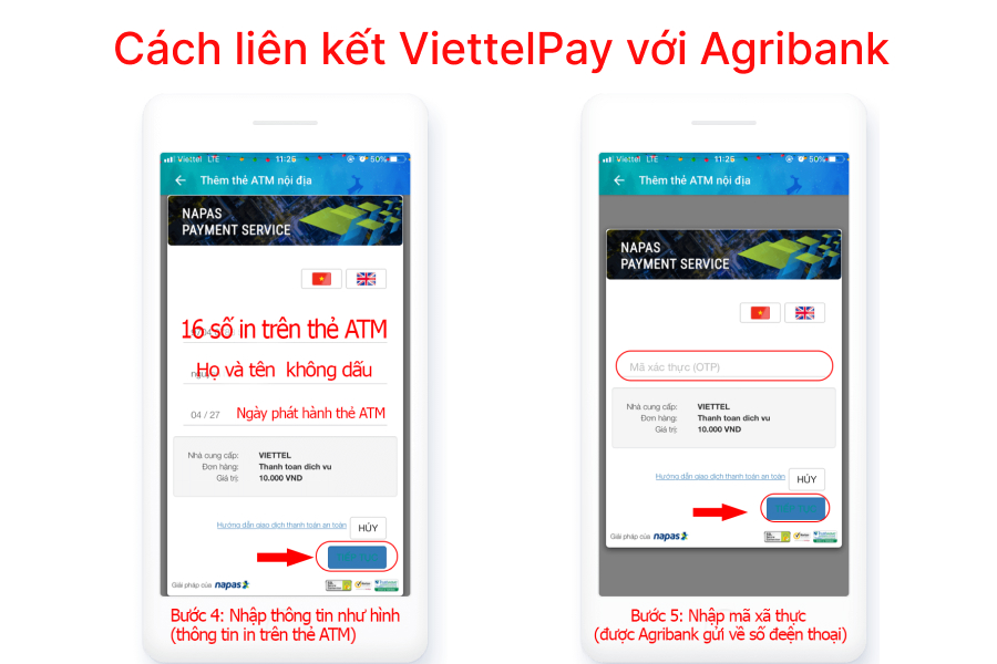 Cách liên kết Viettel Pay với Agribank