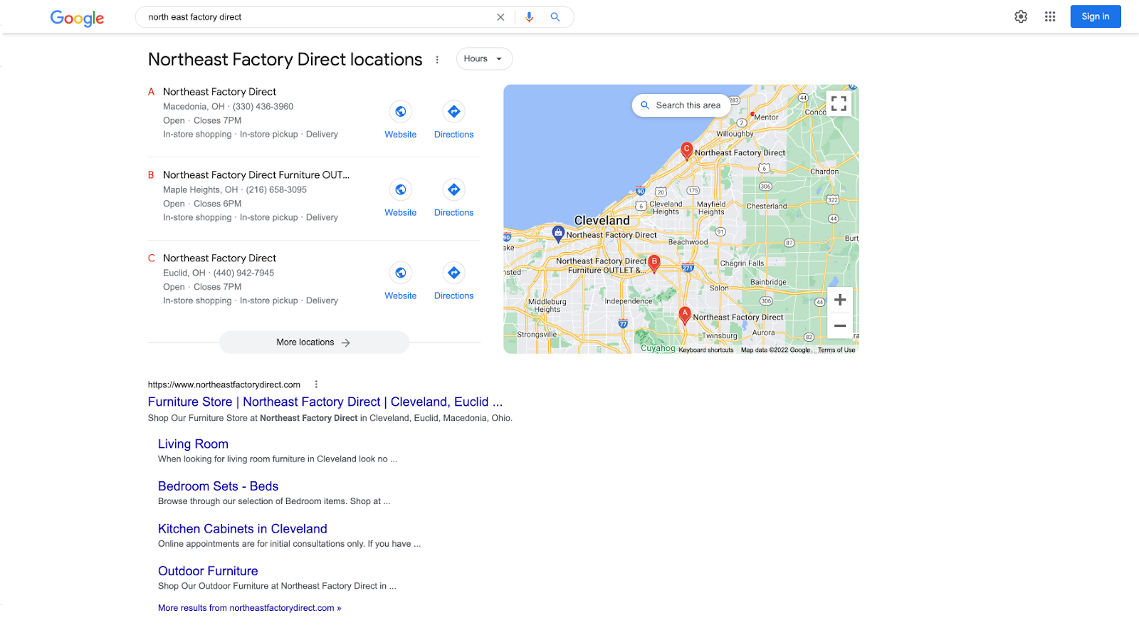Northeast Factory Direct Google Search