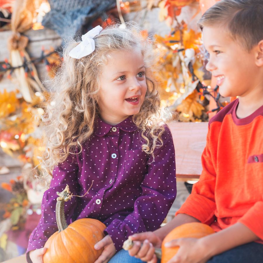 kids and pumpkins
