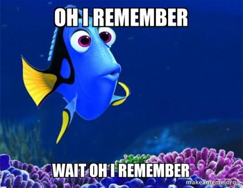 oh i remember wait oh i remember - Dory from Nemo (5 second memory) | Make  a Meme