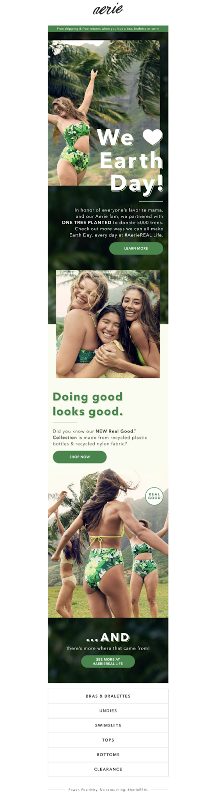 Aerie Earth Day email example